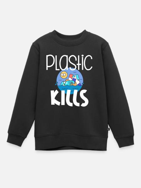 Le plastique tue le recyclage environnemental - Sweat Premium enfant bio - noir