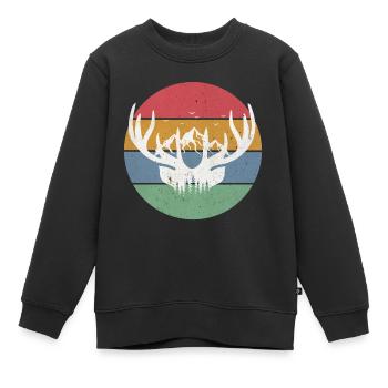 Geweih Berge Natur - Kinder Premium Organic Sweatshirt - Schwarz - Vorne - AI Model Kid Female (0cm)