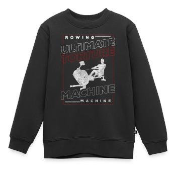Entraînement de résistance avec un rameur - Sweat Premium enfant bio - noir - Devant - AI Model Kid Female (0cm)