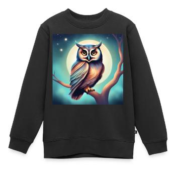 Eule träumerisch Gothic Geschenkidee Nacht - Kinder Premium Organic Sweatshirt - Schwarz - Vorne - AI Model Kid Female (0cm)