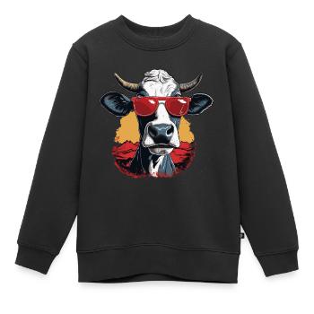 Une vache avec des lunettes de soleil à la montagne - Sweat Premium enfant bio - noir - Devant - AI Model Kid Female (0cm)