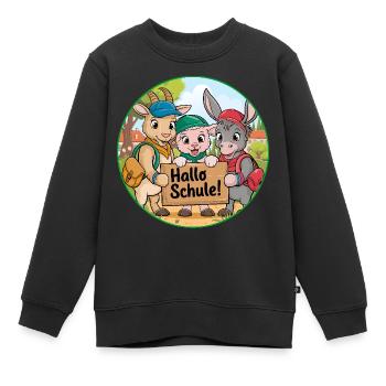 Erster Schultag mit lustigen Tieren - Kinder Premium Organic Sweatshirt - Schwarz - Vorne - AI Model Kid Female (0cm)