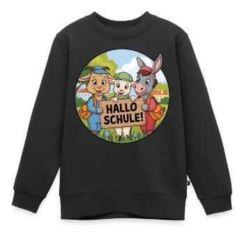 Erster Schultag mit lustigen Tieren - Kinder Premium Organic Sweatshirt - Schwarz - Vorne - AI Model Kid Female (0cm)