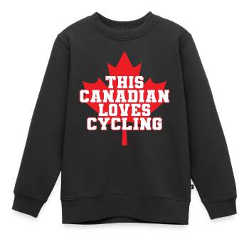 This Canadian Loves Cycling - Kinder Premium Organic Sweatshirt - Schwarz - Vorne - AI Model Kid Female (0cm)