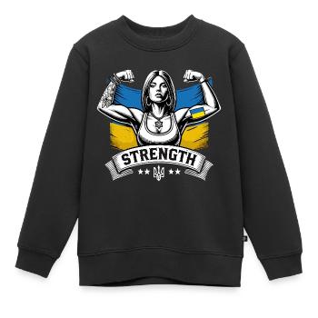 Stärke starke Frau Ukrainerin Geschenk - Kinder Premium Organic Sweatshirt - Schwarz - Vorne - AI Model Kid Female (0cm)