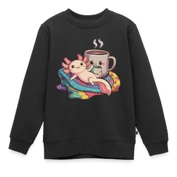 Kawaii Axolotl mit Decke und - Kinder Premium Organic Sweatshirt - Schwarz - Vorne - AI Model Kid Female (0cm)