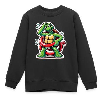 Lustige Schildkröte Oops Cartoon Aufkleber - Kinder Premium Organic Sweatshirt - Schwarz - Vorne - AI Model Kid Female (0cm)