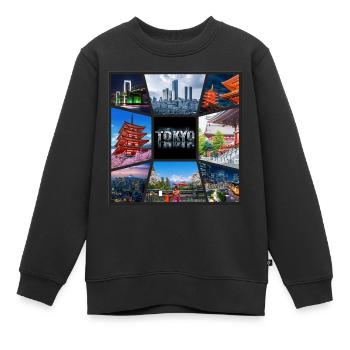 Tokio Japan Asien Collage Skyline Stadt Metropole - Kinder Premium Organic Sweatshirt - Schwarz - Vorne - AI Model Kid Female (0cm)