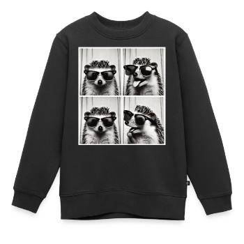 Fotobox Igel mit Sonnenbrille - Kinder Premium Organic Sweatshirt - Schwarz - Vorne - AI Model Kid Female (0cm)