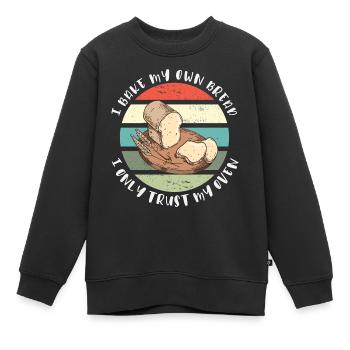 Ich backe mein Brot - Ich vertraue nur meinem Ofen - Kinder Premium Organic Sweatshirt - Schwarz - Vorne - AI Model Kid Female (0cm)