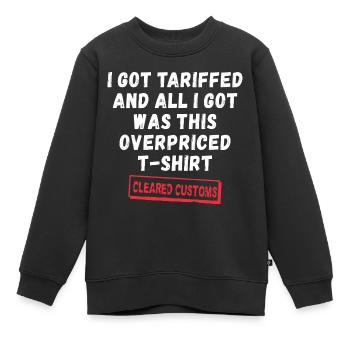 Contre les tarifs USA - Déclaration anti-douane - Sweat Premium enfant bio - noir - Devant - AI Model Kid Female (0cm)