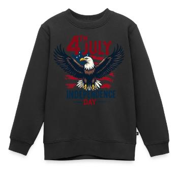 Amérique USA Eagle 4 juillet Jour de l’indépendance - Sweat Premium enfant bio - noir - Devant - AI Model Kid Female (0cm)