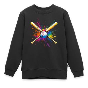 Batte de baseball multicolore - Sweat Premium enfant bio - noir - Devant - AI Model Kid Female (0cm)