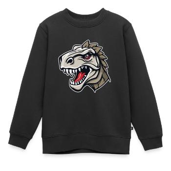Der Kopf eines gefährlich aussehenden Dinosauriers - Kinder Premium Organic Sweatshirt - Schwarz - Vorne - AI Model Kid Female (0cm)