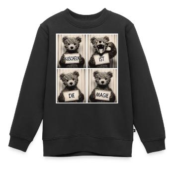 Teddybär – Kuscheln ist die Magie - Kinder Premium Organic Sweatshirt - Schwarz - Vorne - AI Model Kid Female (0cm)
