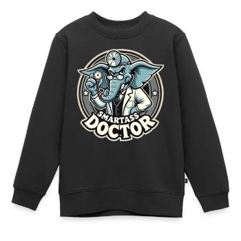 Smartass Doctor Elephant Funny Gift - Kids Premium Organic Sweatshirt - black - Front - AI Model Kid Female (0cm)