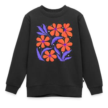 Blumen Dekor. Personalisierbar - Kinder Premium Organic Sweatshirt - Schwarz - Vorne - AI Model Kid Female (0cm)
