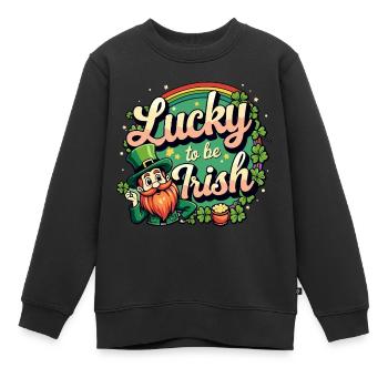 Lucky to be Irish – St. Patrick’s Day Leprechaun - Kinder Premium Organic Sweatshirt - Schwarz - Vorne - AI Model Kid Female (0cm)