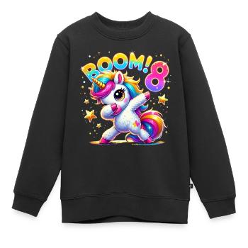 Licorne Dab Chemise d’anniversaire 8 - Sweat Premium enfant bio - noir - Devant - AI Model Kid Female (0cm)