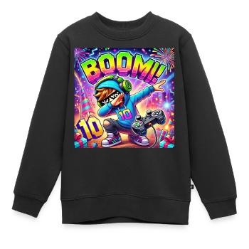 Boom Neon Gamer Celebration - Kinder Premium Organic Sweatshirt - Schwarz - Vorne - AI Model Kid Female (0cm)