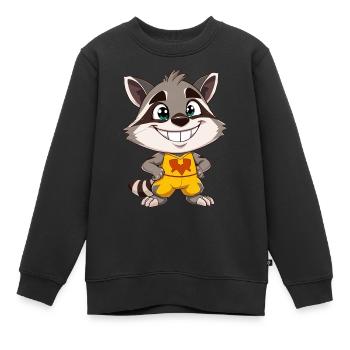 Frecher Waschbär - Kinder Premium Organic Sweatshirt - Schwarz - Vorne - AI Model Kid Female (0cm)