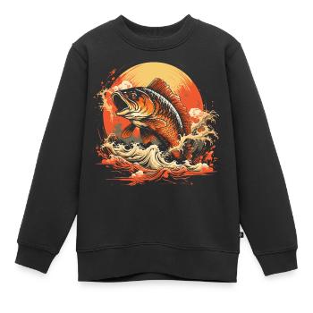 Fischerei Illustration - Kinder Premium Organic Sweatshirt - Schwarz - Vorne - AI Model Kid Female (0cm)