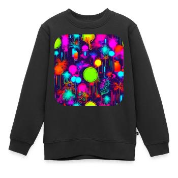 Neon Party UV Electro House Style - Sweat Premium enfant bio - noir - Devant - AI Model Kid Female (0cm)
