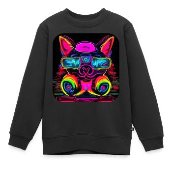 Néon UV Motif Festival Style tendance - Sweat Premium enfant bio - noir - Devant - AI Model Kid Female (0cm)