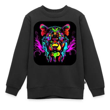 Néon Cyberglow UV Style abstrait - Sweat Premium enfant bio - noir - Devant - AI Model Kid Female (0cm)