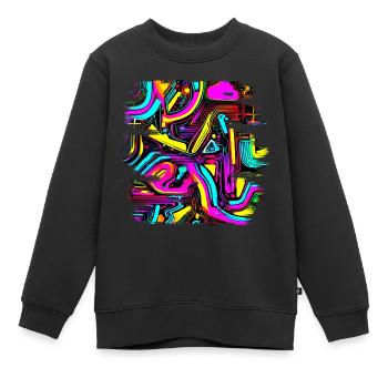 Neon Design abstrait UV Maison Style - Sweat Premium enfant bio - noir - Devant - AI Model Kid Female (0cm)