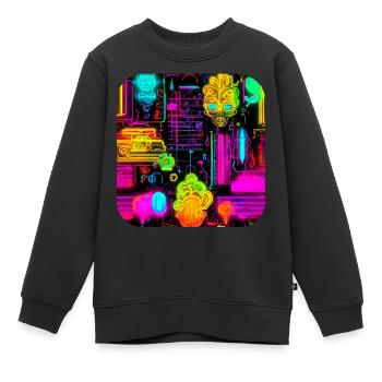 Néon style abstrait tendance UV - Sweat Premium enfant bio - noir - Devant - AI Model Kid Female (0cm)