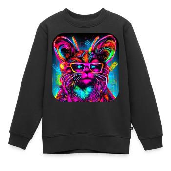 Néon Cyberglow UV Style abstrait - Sweat Premium enfant bio - noir - Devant - AI Model Kid Female (0cm)