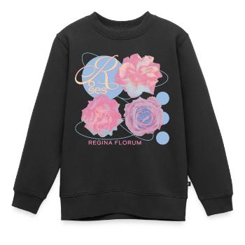 Regina Florum – Ausgefallenes Rosendesign - Kinder Premium Organic Sweatshirt - Schwarz - Vorne - AI Model Kid Female (0cm)