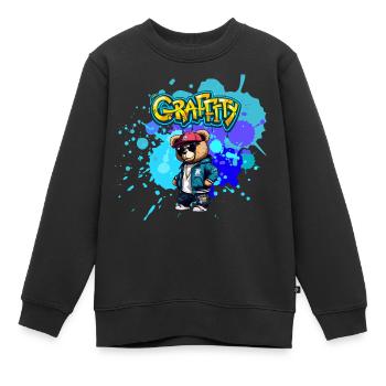 Nounours Graffiti - Sweat Premium enfant bio - noir - Devant - AI Model Kid Female (0cm)