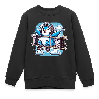 Lustiger fliegender Pinguin, glaube, schwebe - Kinder Premium Organic Sweatshirt - Schwarz - Vorne - AI Model Kid Female (0cm)