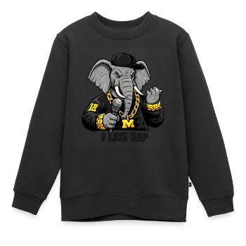 Éléphant Rappeur : Style Rap et Attitude ! - Sweat Premium enfant bio - noir - Devant - AI Model Kid Female (0cm)