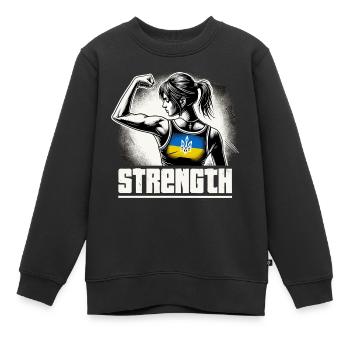 Starke Selbstbewusste Frau Ukrainerin Geschenk - Kinder Premium Organic Sweatshirt - Schwarz - Vorne - AI Model Kid Female (0cm)