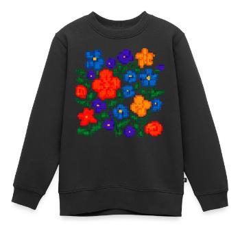 Pixel Flowers – Esthétique florale rétro - Sweat Premium enfant bio - noir - Devant - AI Model Kid Female (0cm)