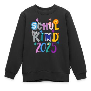 Schulkind 2025 Einschulung 2025 1. Klasse 25 - Kinder Premium Organic Sweatshirt - Schwarz - Vorne - AI Model Kid Female (0cm)
