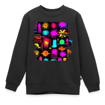 Neon Colorful Glow Party Electro - Kinder Premium Organic Sweatshirt - Schwarz - Vorne - AI Model Kid Female (0cm)