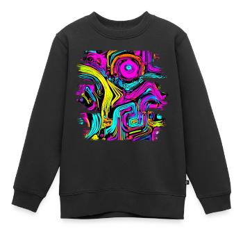 Neon Party UV Electro House Style - Sweat Premium enfant bio - noir - Devant - AI Model Kid Female (0cm)