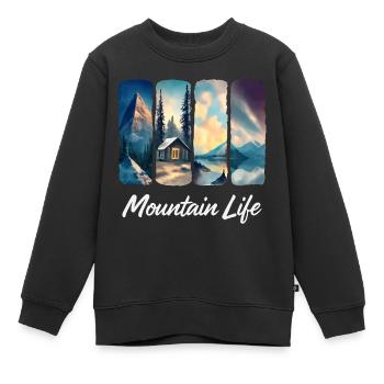 Berglandschaft mit See und Waldhütte - Kinder Premium Organic Sweatshirt - Schwarz - Vorne - AI Model Kid Female (0cm)