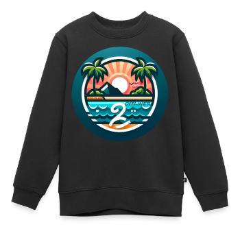 Palm Island coloré Offliner - Sweat Premium enfant bio - noir - Devant - AI Model Kid Female (0cm)