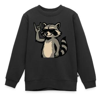 Cooler Waschbär mit Sonnenbrille. - Kinder Premium Organic Sweatshirt - Schwarz - Vorne - AI Model Kid Female (0cm)