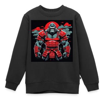 Primal Ronin – Le gorille samouraï - Sweat Premium enfant bio - noir - Devant - AI Model Kid Female (0cm)
