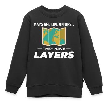 Kartenebenen GIS Kartografie Geographische Daten - Kinder Premium Organic Sweatshirt - Schwarz - Vorne - AI Model Kid Female (0cm)