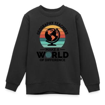 Geographielehrer Globus Weltunterschied - Kinder Premium Organic Sweatshirt - Schwarz - Vorne - AI Model Kid Female (0cm)