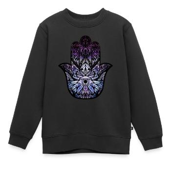 Hamsa cosmique - Sweat Premium enfant bio - noir - Devant - AI Model Kid Female (0cm)