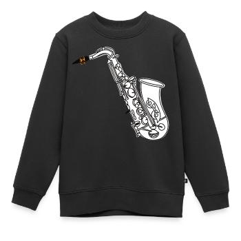 Saxophon Zeichnung - Kinder Premium Organic Sweatshirt - Schwarz - Vorne - AI Model Kid Female (0cm)