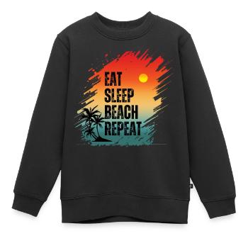 MANGER DORMIR PLAGE RÉPÉTER - Sweat Premium enfant bio - noir - Devant - AI Model Kid Female (0cm)